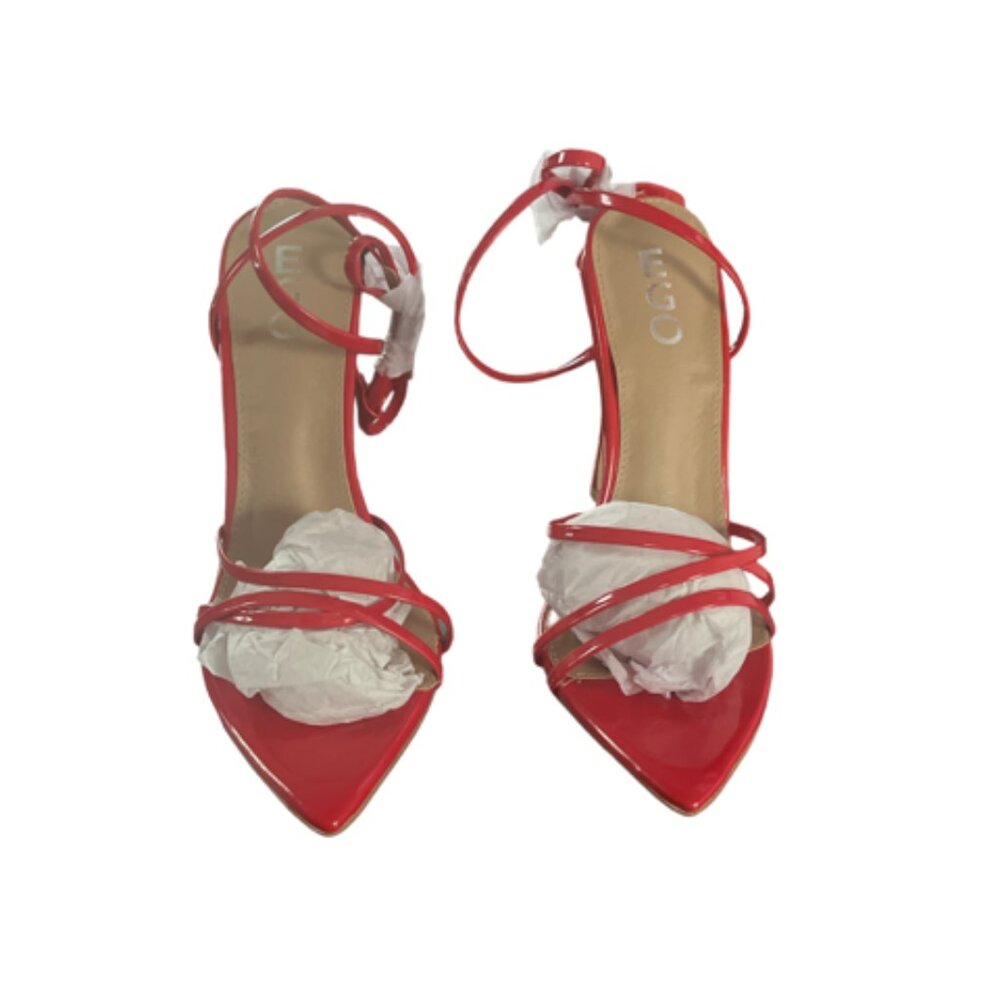 EGO Kakai Red Strappy Pointed Toe Stiletto High Heels Shoes Size 8